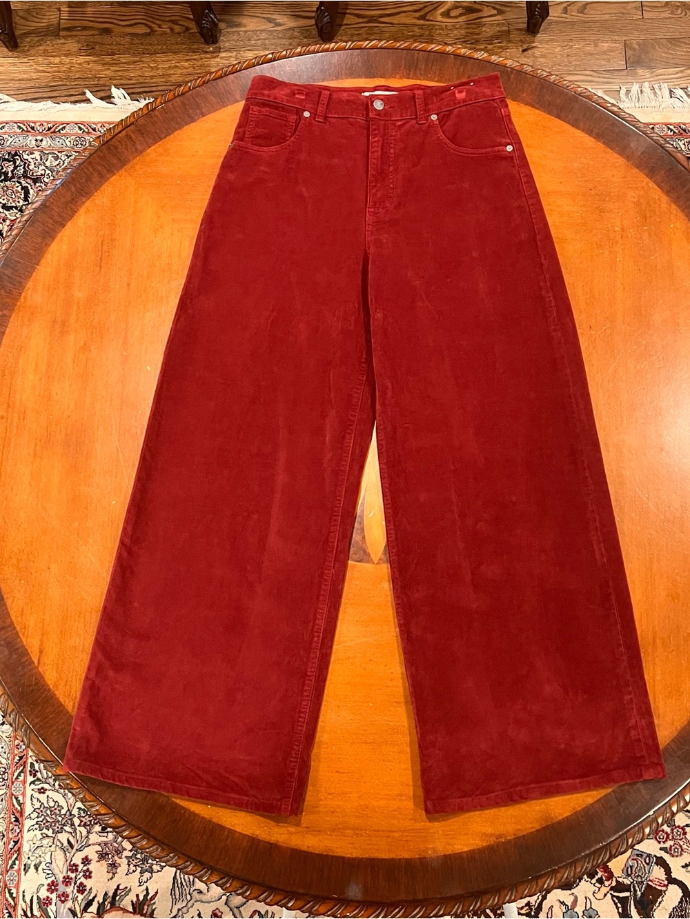 Madewell Women’s Superwide-Leg Pant Burgundy Corduroy 28 - Picture 4 of 16